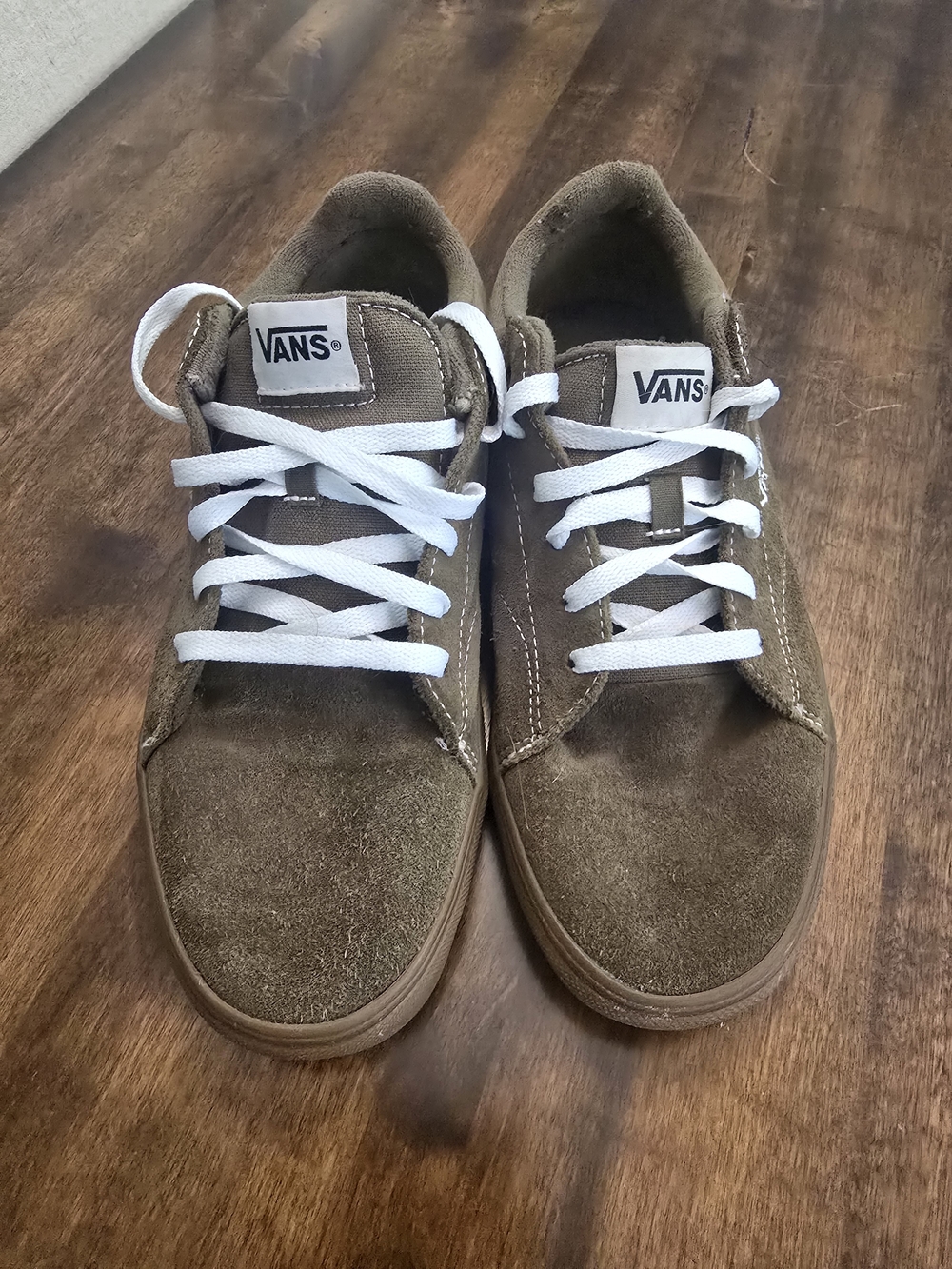 Vans Green Suede Low-Top Sneakers with White Laces